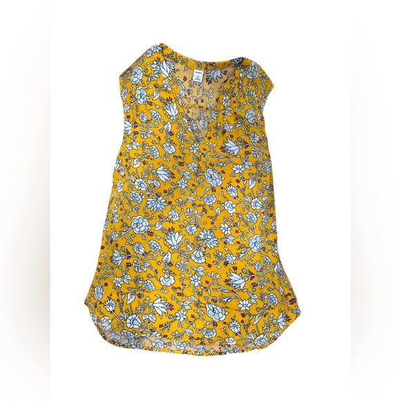 Old Navy Yellow Floral Sleeveless V-Neck Blouse – Size XS - Picture 1 of 3